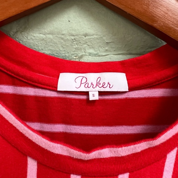 Parker Striped Sleeveless Ruched Mini Dress - size small - Picture 9 of 10